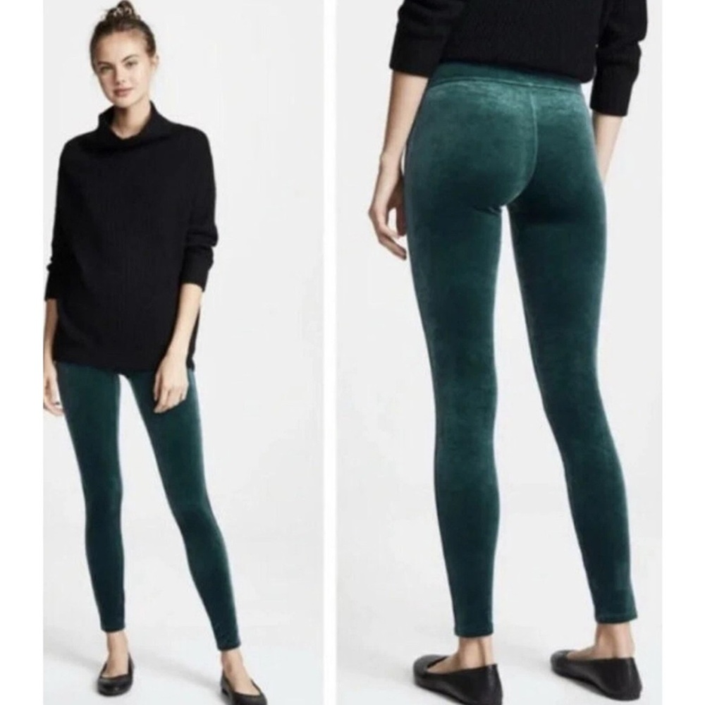 SPANX Velvet Green Leggings Stretch Women’s Skinny Emerald Pull On 2070 MEDIUM